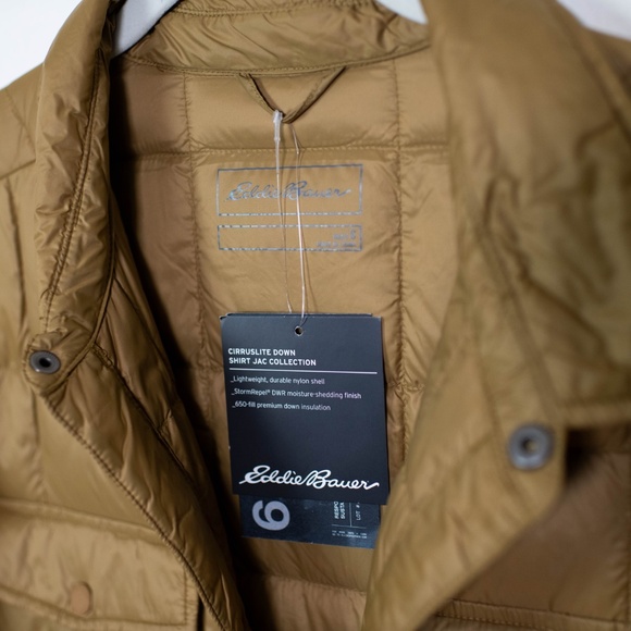 NWT Eddie Bauer Men's CirrusLite Down Shirt Jacket in Bronze - Picture 4 of 7
